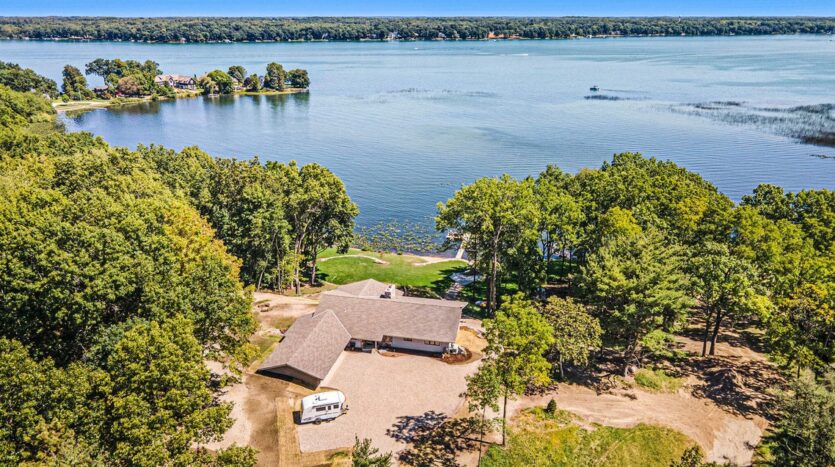 home with sunrise views over Gull Lake